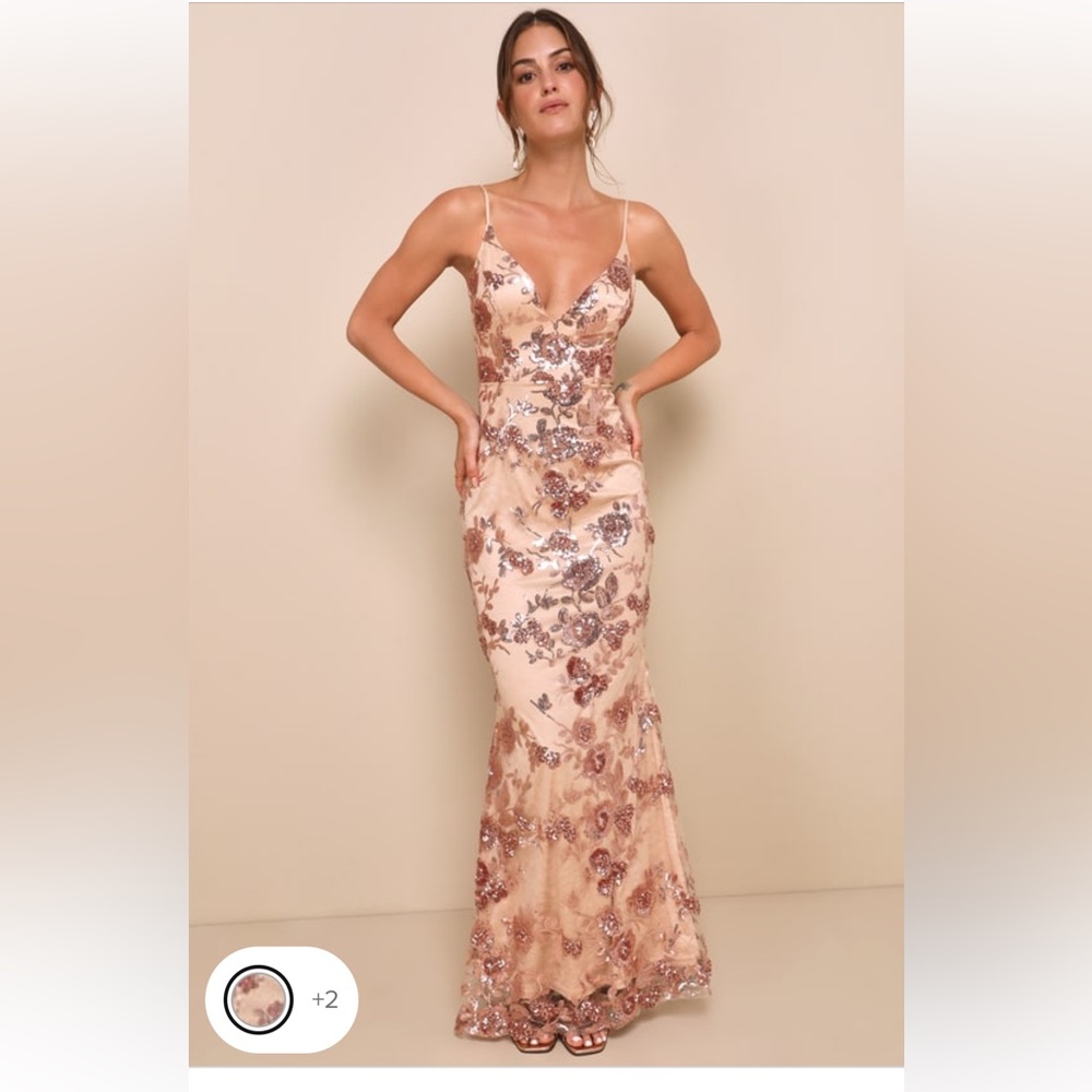 Lulus Shine Language Rose Gold Sequin Mermaid Maxi Dress